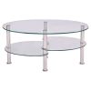 Modern Tempered Glass Coffee Table with Bottom Shelf