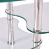 Modern Tempered Glass Coffee Table with Bottom Shelf
