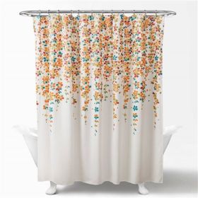 72-inch Floral Vines and Flowers Shower Curtain (Color: Turquoise Blue Orange)