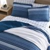 Size Coastal Blue Stripe Reversible Cotton Quilt Set