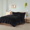 Black Soft Sherpa Faux Fur Comforter Set with Pillow Shams