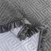 Gray Charcoal Velvet Microfiber Polyester Reversible Quilt Set