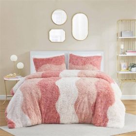 Pink Blush White Reversible Soft Sherpa Faux Fur Comforter Set (size: Twin/Twin XL)