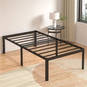 18-inch Rounded Edge Corners Metal Bed Frame with Under-bed Storage Space (size: TWIN)