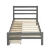 Gray Low Profile 2 Drawer Storage Platform Bed