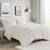 Reversible Soft Sherpa Faux Fur Comforter Set in Ivory