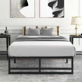 Black Metal Platform Bed Frame with Under-Bed Storage Space (size: TWIN)