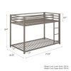 Twin over Twin size Modern Low Height Metal Bunk Bed