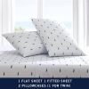 Coastal Beach 100-Percent Cotton Navy Blue White Stripe Sheet Set