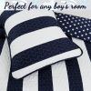 Navy Blue White Stars Stripes 100-Percent Cotton Quilt Set
