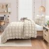 Soft Lightweight Puff Textured Comforter Set in Neutral Tan