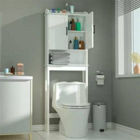 Over the Toilet Bathroom Storage Cabinet Shelving Unit (Color: White)