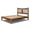 Farmhouse Style Solid Wood Platform Bed Frame with Headboard in Walnut