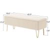 Sherpa Fabric Upholstered End of Bed Storage Bench with Gold Finish Legs