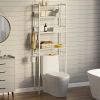 Over the Toilet Storage Freestanding Modern Metal Wood Shelving Unit