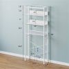 Over the Toilet Storage Freestanding Modern Metal Wood Shelving Unit