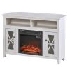 Electric Fireplace Mantel TV Stand w/ Adjustable Shelves 2 Storage Cabinets