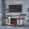 Electric Fireplace Mantel TV Stand w/ Adjustable Shelves 2 Storage Cabinets