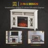 Electric Fireplace Mantel TV Stand w/ Adjustable Shelves 2 Storage Cabinets