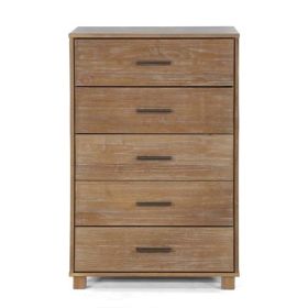 Modern Farmhouse Solid Wood 5 Drawer Bedroom Chest (Color: Pine)