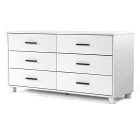 Modern Farmhouse Solid Wood 6 Drawer Double Dresser (Color: White)