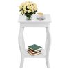 Modern Nightstand End Table with Bottom Shelf Wood Finish - Set of 2