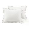 White Grey Scalloped Edge Reversible Thin Light Quilt Set