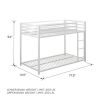 Twin over Twin size Modern Low Height Metal Bunk Bed