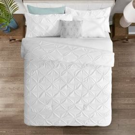 All Season Pleated Hypoallergenic Microfiber Reversible Comforter Set in White (size: TWIN)