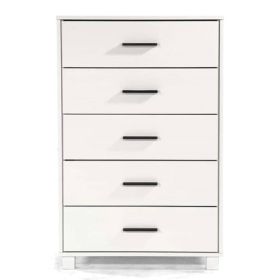 Modern Farmhouse Solid Wood 5 Drawer Bedroom Chest (Color: White)