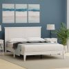 Traditional Solid Oak Wooden Platform Bed Frame with Headboard in White