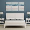 Traditional Solid Oak Wooden Platform Bed Frame with Headboard in White