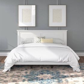 Traditional Solid Oak Wooden Platform Bed Frame with Headboard in White (size: KING)