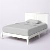Traditional Solid Oak Wooden Platform Bed Frame with Headboard in White