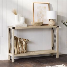 Industrial Farmhouse Entryway Table / Console Table in Wood Finish (Color: White Oak)