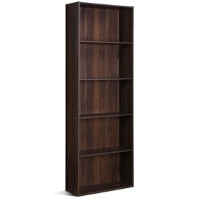 Modern 5-Shelf Bookcase Storage Shelves in Wood Finish (Color: Brown/Walnut)