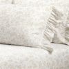 Tan White Floral Ruffle Polyester 6 Piece Sheet Set