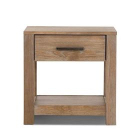 Farmhouse Traditional Rustic Wood 1-Drawer Nightstand Bedside Table (Color: Pine)