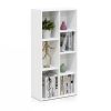 Modern 42-inch High Bookcase with Open Shelves in White Wood Finish