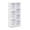 Modern 42-inch High Bookcase with Open Shelves in White Wood Finish