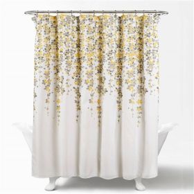 72-inch Floral Vines and Flowers Shower Curtain (Color: Off-White Beige Cream Yellow Gray)