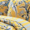 Yellow Blue Peacocks Floral Lightweight Polyester 3-Piece Quilt Set