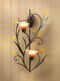 Candle Wall Sconce - Elegant Home Decor Accent (Flower: Amber Lilies)