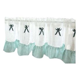 Semi Sheer  Doorway Curtain Valance Half Curtain Bowknot Kitchen Short Curtain Tier cafe Curtain,59x15 inch (Color: Mint)