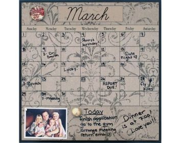 Calendar- Dry Erase Fridge Calendar. Organize your home or office. Beautiful, Fridge Calendar (Style: Mocha)