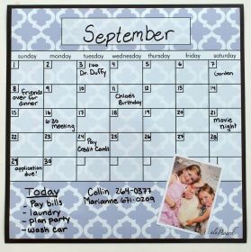 Calendar- Dry Erase Fridge Calendar. Organize your home or office. Beautiful, Fridge Calendar (Style: Lattice)