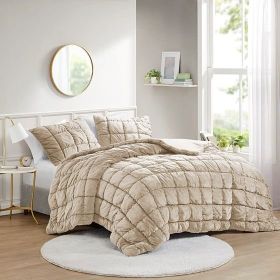 Velvet 3D Puff Stiching Comforter Set (size: TWIN)