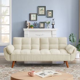 New Design Velvet Sofa Furniture Adjustable Backrest Easily Assembles Loveseat (Color: BEIGE)