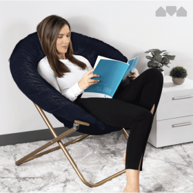 Cozy Chair / Faux Fur Saucer Chair for Bedroom / X-Large (Color: navy, Material: faux fur)