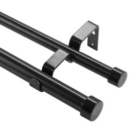 VEVOR 1 Inch Double Curtain Rods Drapery Rods for Windows, Telescoping Dual Curtain Rod with Round Fin (size: 3-6 ft)